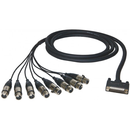 AI25-8X3 - OCTOPAIRE SUB-D 25 VERS 8 XLR FEMELLES 3M